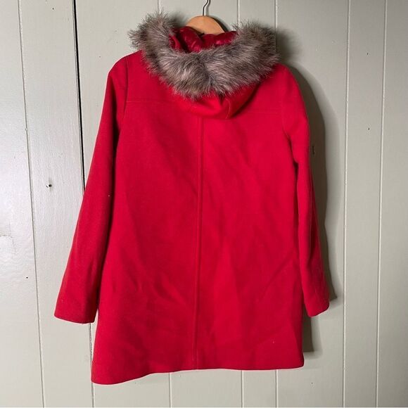 J. Crew Vail Chateau Parka Stadium Cloth Wool Faux Fur Trim Red Sz 6 ($375) - Picture 3 of 10